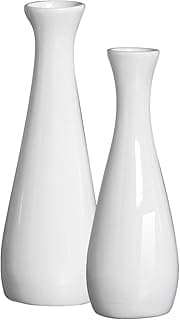 Kit 2 Vasos Líbano Cerâmica Decorativa Branco Enfeite para Sala Quarto