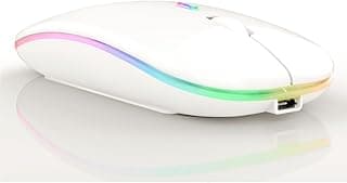 Mouse Sem Fio Recarregável Óptico Wireless Led Rgb Colorido Ergonômico Usb 2.4 Ghz para Notebook Computador Pc Desktop TV Smart TAMO (BRANCO)