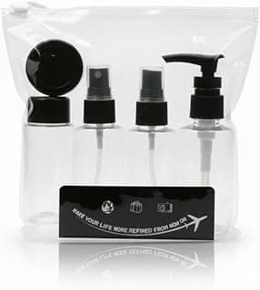 Kit Viagem de Frascos Recarregáveis para Cosméticos (5 Peças) | Perfeito para Avião, Academia e Necessaire (Preto)
