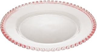 SOUSPLAT DE CRISTAL CORAÇÃO 32CM TRANSPARENTE/ROSA