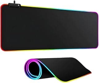 Mouse Pad Gamer RGB Led 80x30 Grande Speed Antiderrapante Base Emborrachada Borda Costurada Ideal para Jogos e Escritório