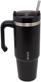 WOLFF - Caneca Térmica Parede Dupla SlimTerm com Base Ergonômica e Canudo Preta 890ml