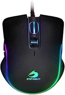 Mouse Gamer USB Anatômico com Led Flow Effect Ajuste de DPI Sensor Óptico 6400DPIs Botões Laterais GM-V550, Preto, Unico