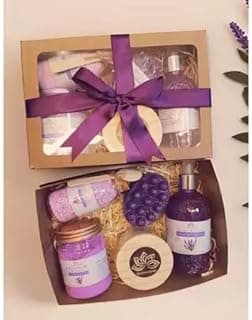 Kit presente SPA completo+Vela aromática+Geleia de banho+Sais de banho+Escalda pés+Sabonete Massageador