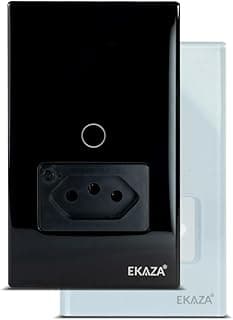 EKAZA Interruptor Inteligente Touch com Tomada 20A, Wi-Fi, 1 Botão, Preto, Compatível com Google Assistente e Amazon Alexa - EKAT-T218-1PB