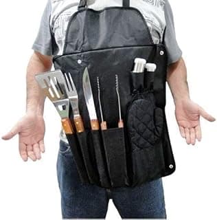 Kit Churrasco 8 Peças Inox com estojo avental CBRN03709 - Commerce Brasil