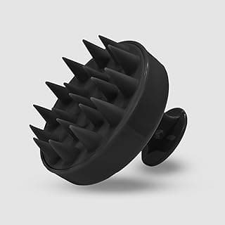 Escova de xampu para couro cabeludo e cabelo, massageador de couro cabeludo de silicone, preto