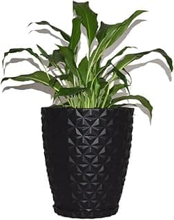 Vaso Planta Decorativo Jardim Polietileno Coluna Diamante 25x30 Cor:Preto