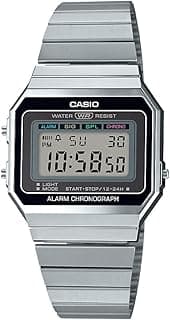 Relógio masculino A700W-1ACF clássico mostrador digital quartzo prata, Prata, 35.5 mm, Digital