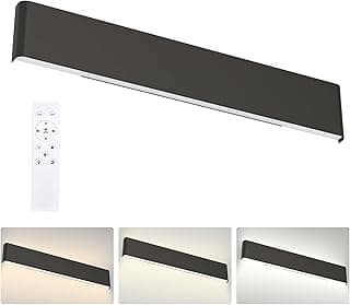 Aipsun APP de 82,8 cm e controle remoto regulável moderno preto luminárias cor temperatura ajustável LED banheiro luminária