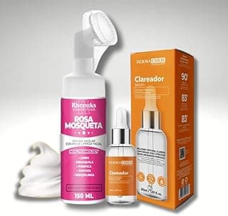 Kit Skincare Mousse Micelar Rosa Mosqueta Limpeza Facial +Sérum Clareador