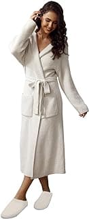 Roupão ultramacio com bolsos, roupão de banho macio para spa, comprimento até a panturrilha, roupão de pelúcia para mulheres felpudo