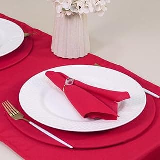 Kit Mesa Posta, 7 Peças, Poliéster, Dourado, Liso, 35 x 35 cm, Conjunto com Sousplat, Trilho, Guardanapos e Anéis Cristalinos