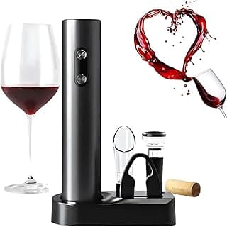 Abridor De Vinho Elétrico a pilha Saca Rolhas Automático 5 em 1 kit portátil com Decanter Cortador de Lacre Tampa a Vácuo e Base/estojo de Armazenamento ideal para presentear espumante adega
