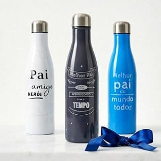 Garrafa Térmica em Aço Inoxidável 500ml Parede Dupla Isolada a Vácuo Dia dos Pais Mantém Temperatura por Horas (Melhor Pai do Mundo Todo)