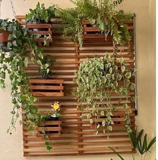 Jardim Vertical Madeira 60x90 Modular 1 Unid Horta Treliça