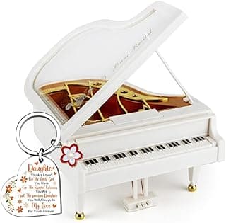 Daughter Gifts Caixa de música em forma de piano vem com chaveiro - Presente elegante para aniversários, aniversários e feriados