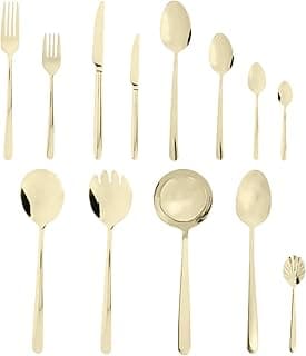 WOLFF Faqueiro de Aço Inox Viena Champanhe Fosco 54 Peças Com Caixa Litografada - Jogos de Talheres - Mesa Posta - Utensílios de Cozinha, Enxoval, Casamento, Decoração