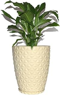 Vaso Planta Decorativo Jardim Polietileno Coluna Diamante 35x42 Cor:Bege