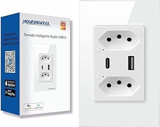 Tomada Inteligente WiFi com Porta USB Tipo C Tomada de Parede Smart Home Automação Residencial Compatível com Google Home Alexa Tuya