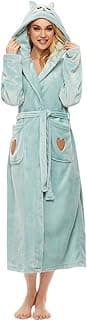 Roupão de pelúcia para mulheres, roupão feminino felpudo de lã, roupão de banho feminino macio e quente com capuz para banho, spa, chuveiro e casa, 03 Capuz Gato Azul Claro, XGG
