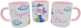 Caneca Unicórnio Malcriado Caguei pra Você Presente Geek cor:Rosa