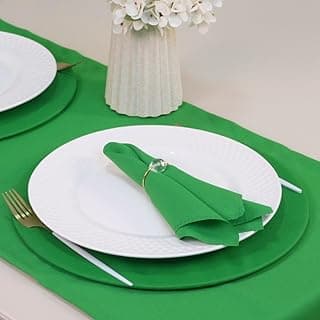 Kit 7 Pçs 2 Lugares Mesa Posta Completo (Caminho,Capa Sousplat,Base,Guardanapo,Anel) Basic Cristalino Verde e Dourado