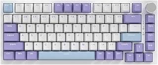 Teclado Mecânico com Fio AK820 para Jogos - Efeitos de Iluminação RGB, 81 Teclas com Botão de Volume, Conector TYPE-C, Compatível com Windows/Mac/Android, Cabo de 1,6M, Design Durável em ABS (Roxo)