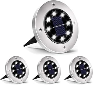 INCX 8 luzes LED de jardim alimentadas por energia solar, luzes de disco à prova d'água no solo iluminação externa para pátio caminho gramado quintal deck entrada de garagem, branco quente