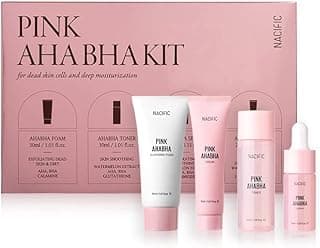 Kit Nacific Pink AHA BHA (espuma de limpeza, toner, soro, creme) conjunto de cuidados com a pele tamanho viagem KOSBEAUTY