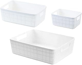 Kit 3 Cestos Organizadores Multiuso Rattan Home Organizer P-M-G Cor: Branco