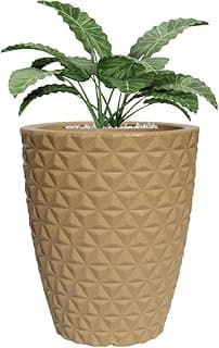 Vaso Grande P/plantas Coluna Diamante Polietileno Jardim (Bege)