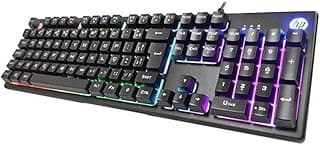 HP Teclado Gamer K500F Preto USB Layout ABNT2 Teclas Multimídia e Iluminação de LED multicores em 3 modos (iluminado/pulsando/vibrando) 7ZZ97AA