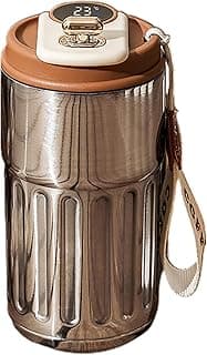 Caneca térmica de exibição inteligente de temperatura de 450 ml, caneca de aço inoxidável à prova de vazamento a vácuo com tampa, caneca de carro para chás de cerveja
