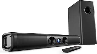 RIOWOIS Barra de som para Smart TV, barra de som de 3,1 canais com subwoofer com fio, graves profundos de 100 W, Bluetooth 5.3, conexão TV-ARC/óptica/AUX/Bluetooth, sistema de som surround para TV, PC