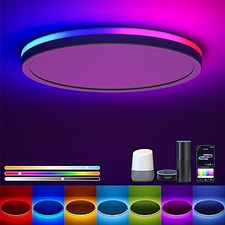Matane Luz de teto LED inteligente WiFi, luminária embutida RGB de 12 polegadas, cores DIY, compatível com Alexa Google Home, luzes de teto 3000K-6500K para quarto, sala de estar, branco