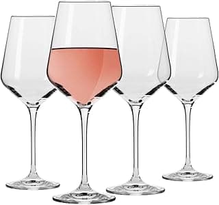 Krosno Conjunto de 4 taças de vinho branco grandes | 374 g | Coleção Avant-Garde | Vidro de cristal | Perfeito para casa, restaurantes e festas | Lavável na lava-louças