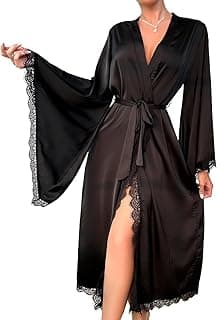 Robes for Women Long Bride Robe White Satin Long Sleeve Spa Dressing Gown Bathrobe Bridal Nightwear