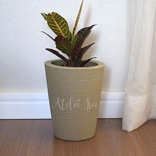 Vaso Planta Decorativo Jardim Polietileno Coluna Redonda 23x28 Cor:Bege