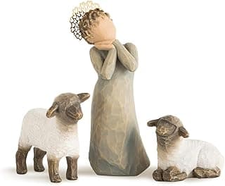 Willow Tree Little Shepherdess, bonecos de presépio esculpidos pintados à mão, conjunto de 3 peças