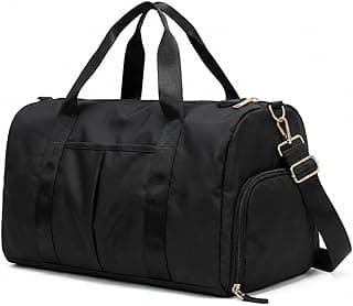 Mala de Mao Compacta de Viagem Feminina Funcional com Alca Transversal Bolsa de Viagem em Nylon Resistente com Bolso para Sapatos Ajustavel Leve e Versatil Ideal e Uso Diario (Preto)