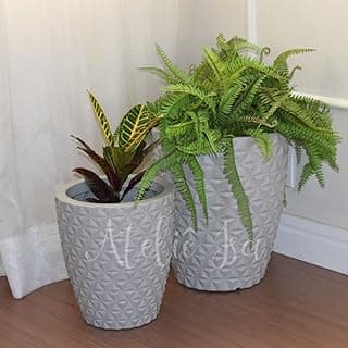 Kit 2 Vasos Planta Decorativo Jardim Coluna Diamante 1 e 2 Cor:Cinza