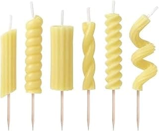 Genuine Fred Velas de macarrão para festa de massa, conjunto de 6 velas peculiares de macarrão em forma de festa e aniversário, decoração de festa divertida e exclusiva, pacote pronto para presente