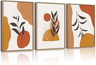 Boho, arte de parede, tela emoldurada, botânica, meados do século, impressão de parede, laranja, neutra abstrata, geométrico, bohemain, decoração de sálvia para casa de fazenda, sala de jantar