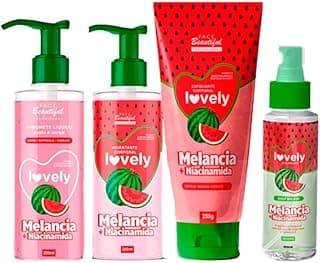 Kit Autocuidado Skincare Feminino Lovely – Esfoliante Sabonete Hidratante Body Splash (KIWI)