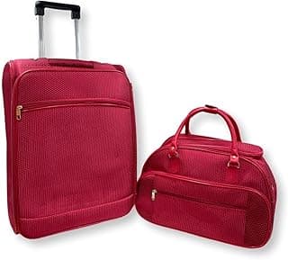 Kit Mala de Viagem Executiva Padrão Bordo + Mala de Mão (Ponto) (Vermelho)