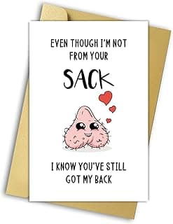 Huameigf Cartão divertido de bônus do pai para o dia dos pais, cartão de felicitações rude para o pai, presentes de padrasto da enteada, cartão de aniversário do padrasto, mesmo que eu não seja do seu