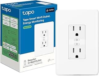 Plugue inteligente TP-Link Tapo P210M, tomada de parede Wi-Fi, compatível com matéria, monitoramento de energia, máximo de 15A/1800W, funciona com Alexa, Apple Home, Google Home, SmartThings, controle