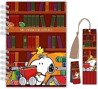Planner Diário de Leitura – Snoopy | Capa Dura com Marcador Tassel e Marcador Magnético – Organização de Livros e Presente para Leitores