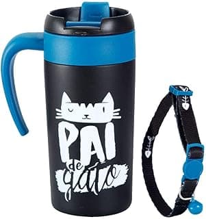 Caneca termica com acessorio - pai de gato